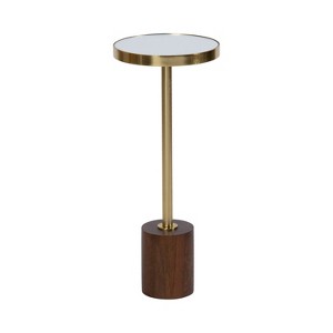 Kate and Laurel Hescott Mirrored Drink Table, 10x10x24, Walnut Brown - 1 of 4