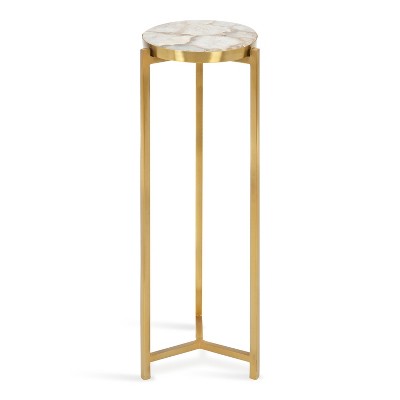 Round White Marble and Gold Metal Drink Table