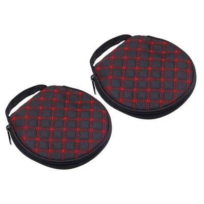 Unique Bargains PU Leather Portable Grid Tote Dividers CD Case Holder 2 Pcs