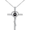 Clotth Personalized Projection Necklace - S925 Silver Love Cross with 100 Languages "I Love You" Message, Anniversary Gift for Couples - 2 of 4