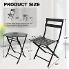 Jojoka 3-Piece Patio Bistro Set with Round Table & 2 Folding Chairs, Powder-Coated Iron Frame, Space-Saving and Portable, Black - 4 of 4
