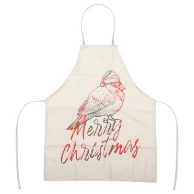 Unique Bargains Christmas Aprons Linen Beige Red Green 21.65"x26.77" 1 Pcs
