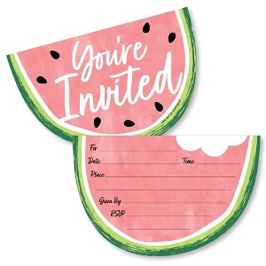 Big Dot of Happiness Sweet Watermelon - Shaped Fill-In Invitations - Fruit Party Invitation Cards with Envelopes - Set of 12 - 1 of 4