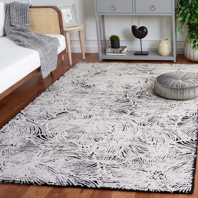 Ebony Black and Ivory Hand Tufted Wool Area Rug