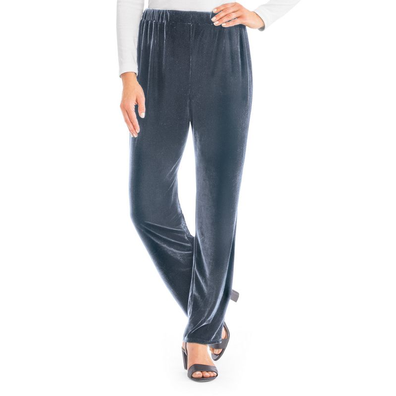 Collections Etc Comfy Velvet Pull-On Elasticized Waist Pants, 1 of 5