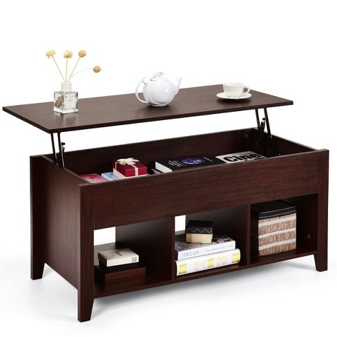 Tangkula Lift Top Coffee Table With Lower Shelf And Hidden Storage ...