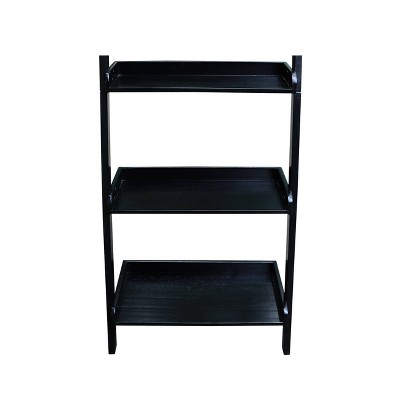 Adjustable Black Wood Ladder Shelf Unit, 51.2"