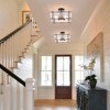 PAKOKULA 4-Light Black Square Industrial Semi-Flush Mount Ceiling Light with Textured Water Glass Shades, Modern Farmhouse Lighting - 3 of 4