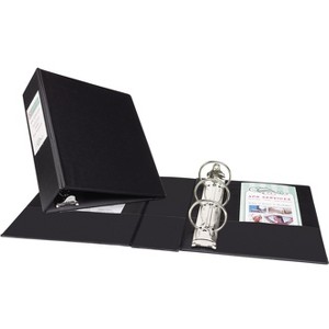 Avery Mini Durable 3 Ring Binder, 2" Round Rings, Holds 5.5" x 8.5" Paper, Label Holder, 1 Black Binder (27554) - 1 of 4
