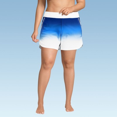 Lands' End Women's 5" Quick Dry Elastic Waist Board Shorts Swim Cover-up Shorts with Panty