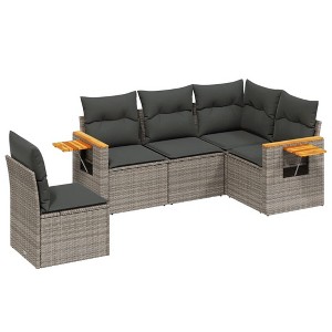 vidaXL Garden Sofa Set Grey PE rattan Medium Adjustable Armrests - 1 of 4
