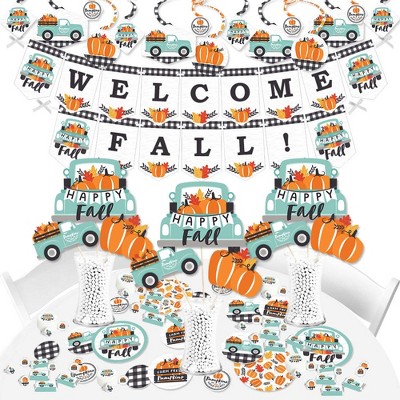 Big Dot of Happiness Happy Fall Truck - Harvest Pumpkin Party Supplies - Banner Decoration Kit - Fundle Bundle