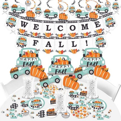 Big Dot of Happiness Happy Fall Truck - Harvest Pumpkin Party Supplies - Banner Decoration Kit - Fundle Bundle