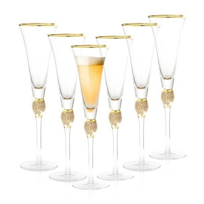 Berkware Crystal Champagne Glass with Gold Rim, Set of 6, 1 - Foods Co.