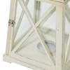 Set of 2 Trapezoid Wood/Glass Candle Holders White - Olivia & May: Elegant Lantern Design for Pillar Candles - 4 of 4