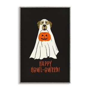 Stupell Industries Happy Howl-oween Ghost Dog Framed Giclee Art - 1 of 4