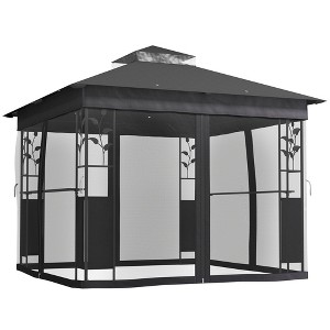 Aghana Digitals Dark Blue 10'x13' Double Roof Patio Gazebo with Removable Curtains, 8 Drainage - 1 of 4