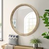 23.62"  Round Decorative Wall Mirror Distressed Wood Beaded Frame Mirror for Entryway, Living Room, Bathroom, Farmhouse Accent Mirror-- Frevyn - 2 of 4