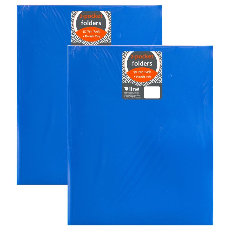 C-Line® Two-Pocket Heavyweight Poly Portfolio Folder, Primary Colors, 10 Per Pack, 2 Packs, 1 of 4
