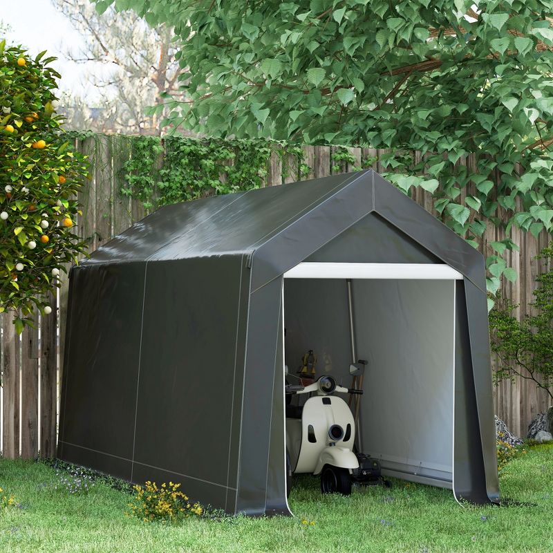 Outsunny 7' x 12' Outdoor Shed, Waterproof and Heavy Duty Portable Shed for Bike, Motorcycle Garden Tools, 2 of 7