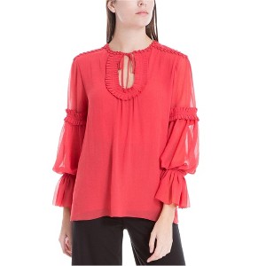 Max Studio London Womens Shirred Crepe Knit Blouse - 1 of 1