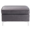 Kumasinova Plush Velvet Fabric Accent Ottoman with Metal Legs,Contemporary Living Room Ottoman Module with High-Resilience Foam Filling,Gray - 2 of 4