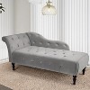 WhizMax 60.6'' Upholstered Chaise Lounge with Armrest, Velvet Button-Tufted Chaise Lounge Chair for Bedroom, Living Room, Dark Gray - 4 of 4