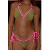 'Olive & Hot Pink' Scrunch Triangle Bikini Top Olive & Hot Pink Medium - 4 of 4