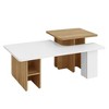 JUJABU Farmhouse Style Set of 2 Rectangular Nesting Coffee Tables with Wood Finish, for Living Room - 2 of 4