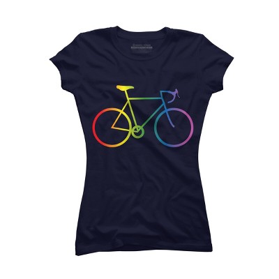 Adult Design By Humans Rainbow Bike Cyclist Pride By Bonganva T-Shirt