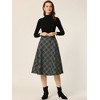 INSPIRE CHIC Women's Tartan Plaid High Waist Belted Vintage A-Line Midi Skirt - 3 of 4