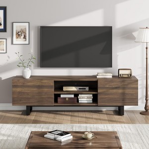 Industrial TV Stand for 80 Inch, Modern Entertainment Center with 2 Drawers - 1 of 4