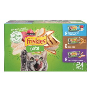 Purina Friskies Paté Wet Cat Food Fish, Tuna, Mixed Grill & Turkey - 5.5oz/24ct Variety Pack - 1 of 4