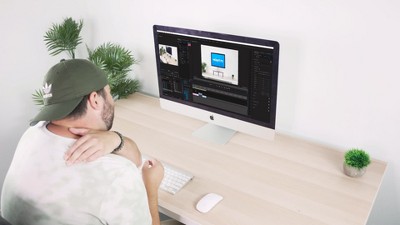 Black Metal Mesh Monitor Stand with Two Drawers