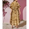 HAPPY BAY Women's Summer Pocket Nightgown Batik Caftan for Womens Sleepwear Long House Loungewear Dashiki Dress Plus Size 1X-2X Brown, Sun - 3 of 4