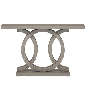 Lirago,Farmhouse Console Table / Geometric Base & Thick Top - Hallway, Living Room & Entryway Accent Table - 1 of 4
