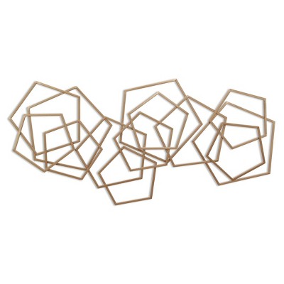 HomeRoots 24" X 48" Bronze Geometric Metal Abstract Hanging Dimensional Sculpture