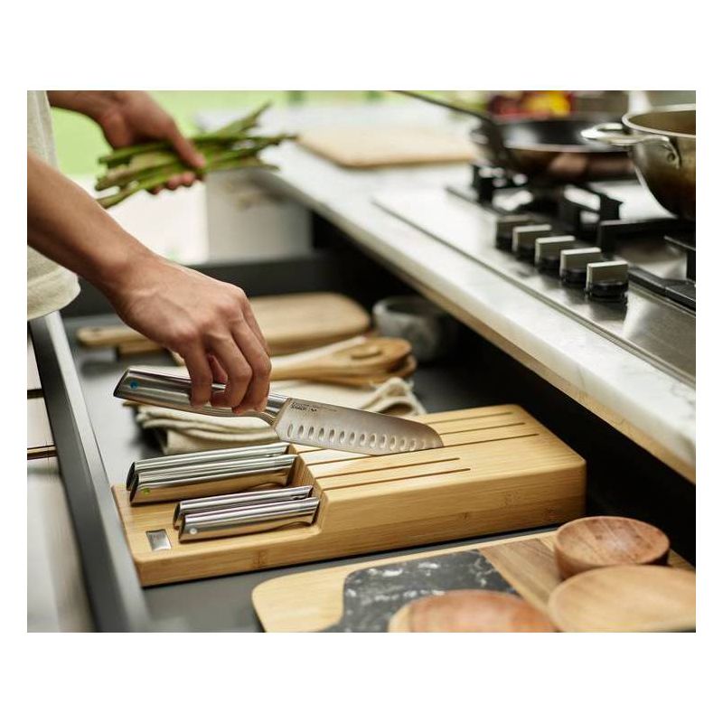 Joseph Joseph 5pc Elevate Steel Block Knife Set with In-drawer Bamboo Storage Tray Natural Wood, 2 of 11