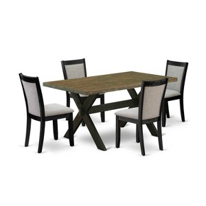 HomeStock 5-Piece Distressed Jacobean Finish Solid Wood Top Dining table with 4 Chairs - 1 of 4