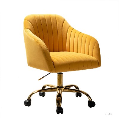 Yellow velvet desk discount chair