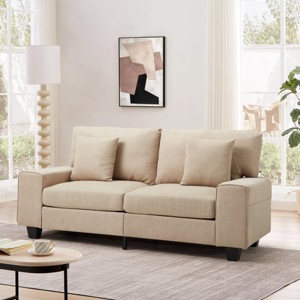 EROMMY 70.9" Linen Loveseat Sofa,Upholstered Loveseat Couch With 2 Extra Soft Cushions & Convenient Side Storage,Comfortable And Stylish Two-Seater - 1 of 4