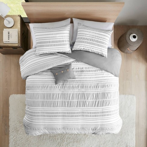 Full/queen Cameron Striped Duvet Cover - Gray : Target