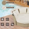 TIRAMISUBEST Outdoor Wicker Rattan Double Daybed Round Sofa Furniture Set w/Retractable Canopy,4 Pillows for Patio,Garden,Pool - 4 of 4