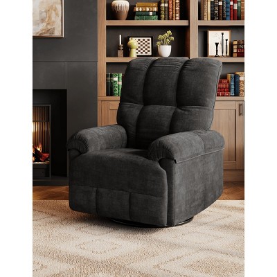 Manual Recliner Chair, Swivel Rocker Chair for Adults, Ergonomic High Back Silent Nursery Glider, Upholstered Fabric Reclining Sofa Chair