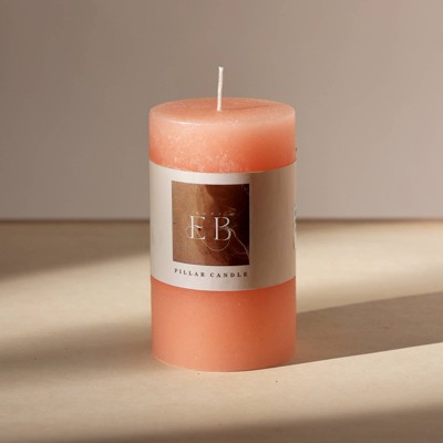 FONTOI Rustic Pillar Candle, Wax Candle for Home Decor, Warm Glow for Relaxation, Celebrations & Everyday Use, Peach, 3"*5"*3"