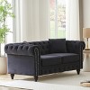 Button Tufted Velvet Chesterfield Sofa,63.5" Couch with Nailhead Arms,Wood Legs and 2 Pillows for Living Room or Apartment-Baofuwish - 2 of 4