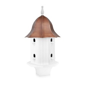 Dovecote Manor Pure Copper Bird House - White - Good Directions: Mango Hardwood Base, No Assembly Required - 1 of 4