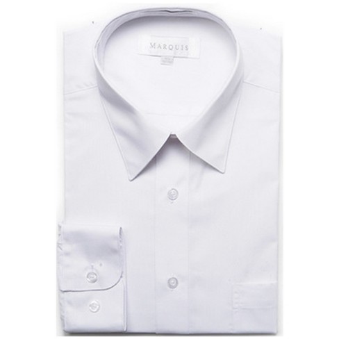 Marquis Men's White Long Sleeve Regular Fit Point Collar Dress Shirt 17.5 /  34-35