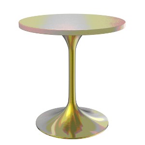 LeisureMod Verve 27" Round Dining Table - MDF Wood Top with Brushed Gold Pedestal Base Accent Side Table for Kitchen and Home - 1 of 4