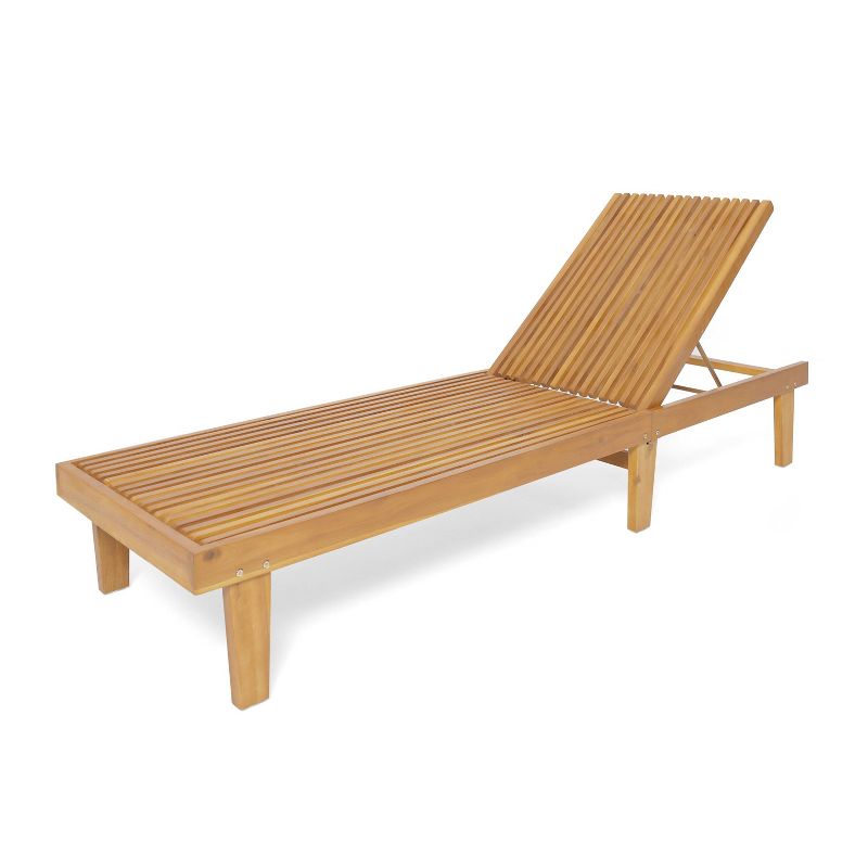 Nadine Wooden Patio Chaise Lounge Chair - Christopher Knight Home, 1 of 8